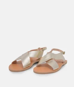 Glaritis Stylish Criss Cross Metallic Gold Sandal