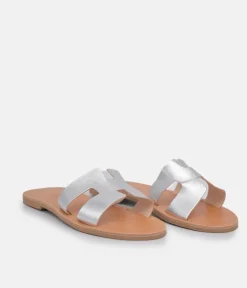 Glaritis Stylish Metallic Silver Sandals