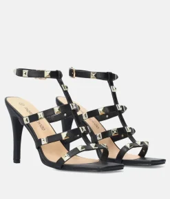 Gorgeous Black Gold Studded Sky High Heels