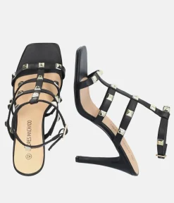 Gorgeous Black Gold Studded Sky High Heels