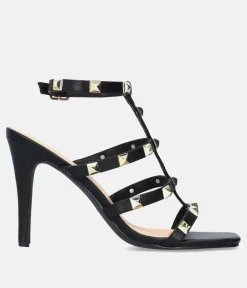 Gorgeous Black Gold Studded Sky High Heels