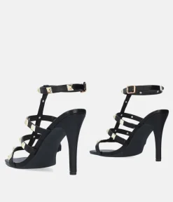 Gorgeous Black Gold Studded Sky High Heels