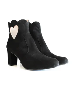 Gorgeous Black Suede Love Heart Ankle Boots