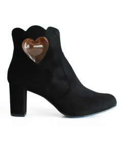 Gorgeous Black Suede Love Heart Ankle Boots