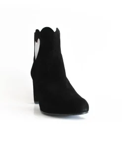 Gorgeous Black Suede Love Heart Ankle Boots