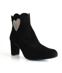 Gorgeous Black Suede Love Heart Ankle Boots