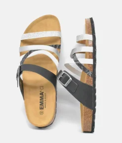 Gorgeous Black/Silver Multi Strap Sandals