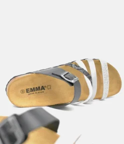 Gorgeous Black/Silver Multi Strap Sandals