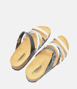 Gorgeous Black/Silver Multi Strap Sandals