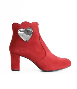 Gorgeous Red Suede Love Heart Ankle Boots