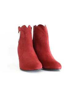 Gorgeous Red Suede Love Heart Ankle Boots