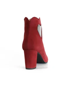 Gorgeous Red Suede Love Heart Ankle Boots