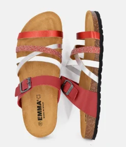 Gorgeous Red/White Multi Strap Sandals