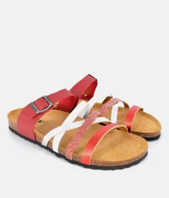 Gorgeous Red/White Multi Strap Sandals