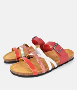 Gorgeous Red/White Multi Strap Sandals