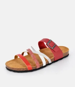 Gorgeous Red/White Multi Strap Sandals