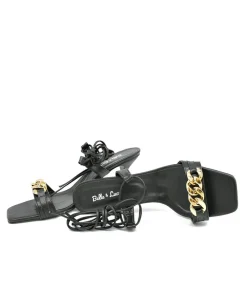 Gorgeous Strappy Black Heels With Gold Chain