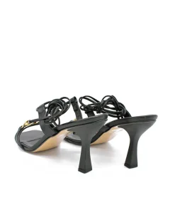 Gorgeous Strappy Black Heels With Gold Chain