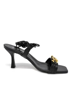 Gorgeous Strappy Black Heels With Gold Chain