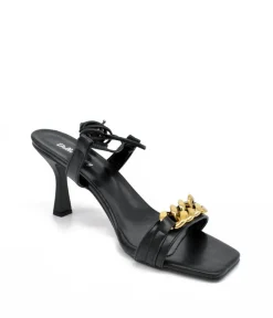 Gorgeous Strappy Black Heels With Gold Chain