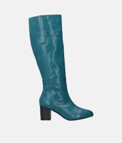 Gorgeous Turquoise Block Heel Long Boots