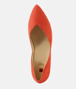Hogl Chic Sunburst Coral Suede Flats