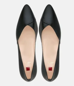 Hogl Premium Black Leather Sweetheart Block Heels