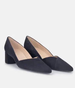 Hogl Premium Ocean Navy Sweetheart Block Heels
