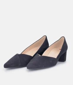 Hogl Premium Ocean Navy Sweetheart Block Heels