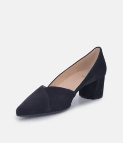 Hogl Premium Ocean Navy Sweetheart Block Heels
