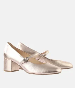 Hogl Stunning Gold Mary Jane Block Heels