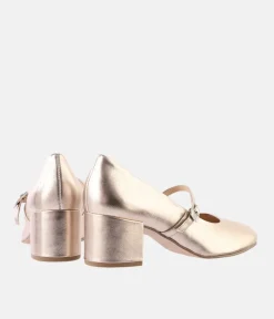 Hogl Stunning Gold Mary Jane Block Heels