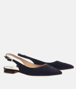 Hogl Stylish Navy Suede Slingbacks