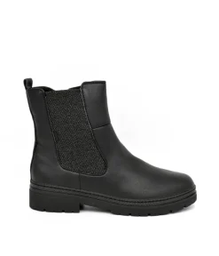 Jana Fashionable Wide Fit Black Ankle Boots