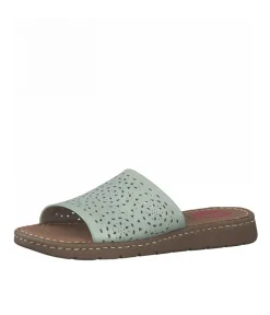 Jana Pretty Mint Green Leather Slides