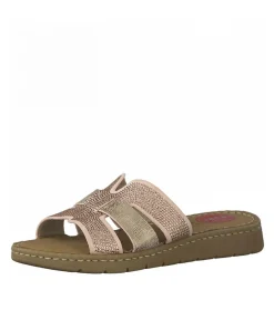 Jana Pretty Rose Leather Slides