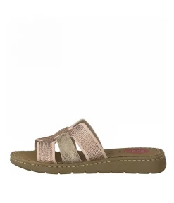 Jana Pretty Rose Leather Slides