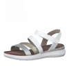 Jana Strappy White Combi Wedge Sandals