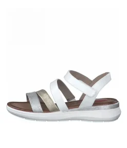 Jana Strappy White Combi Wedge Sandals