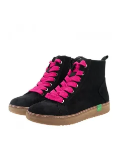 Jana Stylish Vegan Black/Pink Ankle Boots