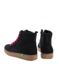 Jana Stylish Vegan Black/Pink Ankle Boots