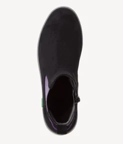 Jana Stylish Vegan Black/Purple Chelsea Ankle Boots