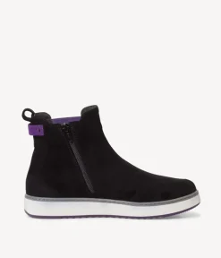 Jana Stylish Vegan Black/Purple Chelsea Ankle Boots