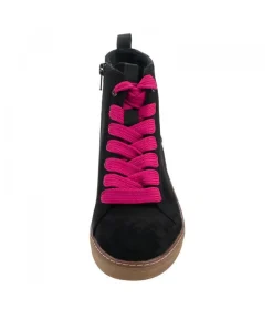 Jana Stylish Vegan Black/Pink Ankle Boots