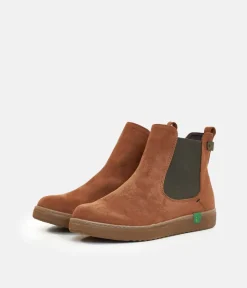 Jana Stylish Vegan Cognac/Khaki Chelsea Ankle Boots