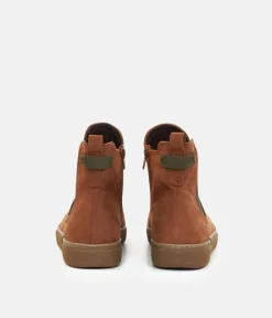 Jana Stylish Vegan Cognac/Khaki Chelsea Ankle Boots