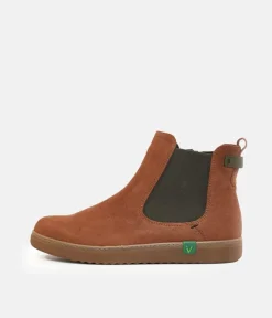 Jana Stylish Vegan Cognac/Khaki Chelsea Ankle Boots