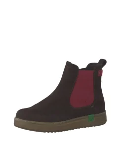 Jana Stylish Vegan Mocca/Red Chelsea Ankle Boots