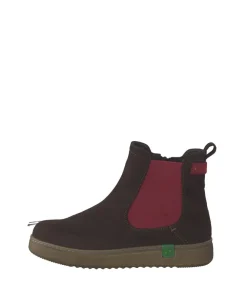Jana Stylish Vegan Mocca/Red Chelsea Ankle Boots