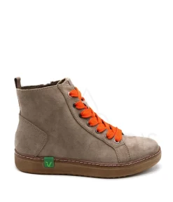 Jana Stylish Vegan Stone/Orange Ankle Boots